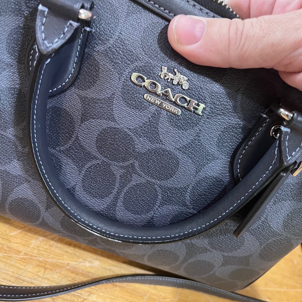 Coach Rowan Satchel Dark Denim Signature Leather Crossbody Bag CM280 Luxury - Picture 8 of 14